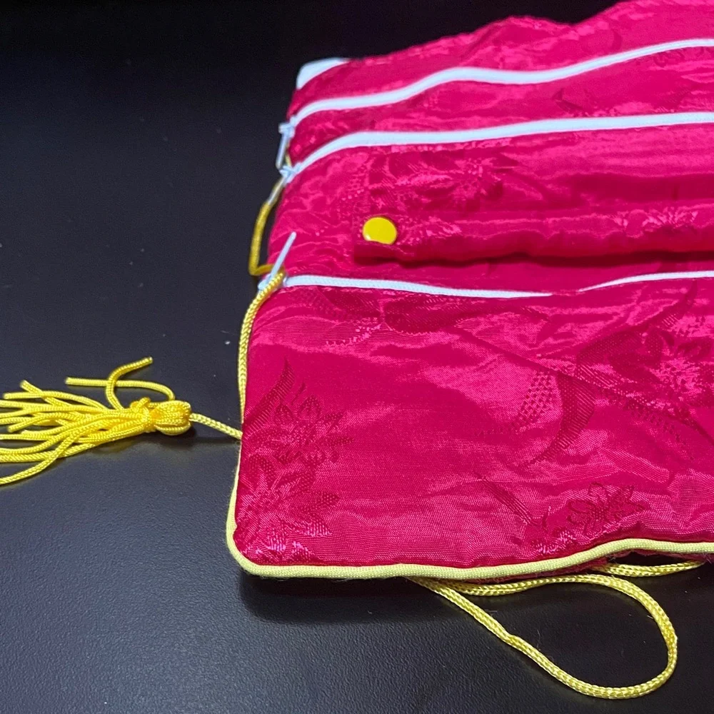 Vintage Red satin travel jewelry wrap